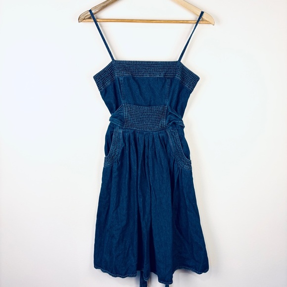 Vintage Y2K Blue Denim Mini Dress Western Rodeo - Picture 1 of 6